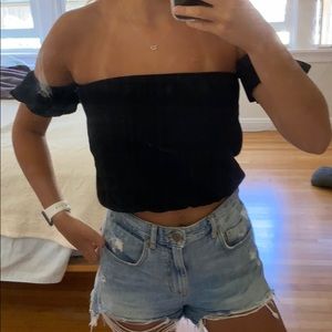 Black off the shoulder brandy Melville top